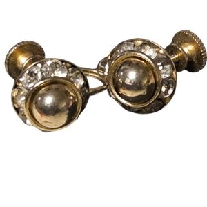 vintage Coro goldtone with crystals screw back earrings
